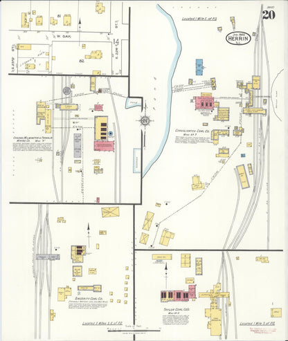 Sanborn Fire Insurance Map from Herrin, Williamson County, Illinois (1922), Sheet #0020 - Complete Map Set gallery image, historic Sanborn map, vintage wall art, Illinois Illinois