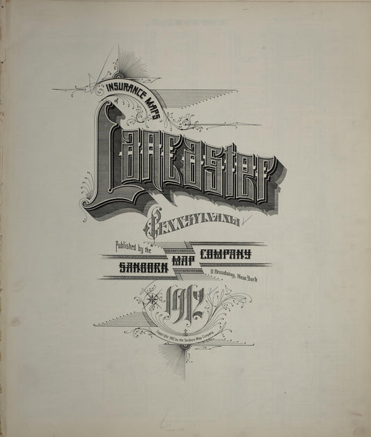 Sanborn Fire Insurance Map from Lancaster, Lancaster County, Pennsylvania (1912), Sheet #0001 - Historic Sanborn Fire Insurance Map Print, vintage old map wall art, antique decor, genealogy gift, Pennsylvania Pennsylvania map