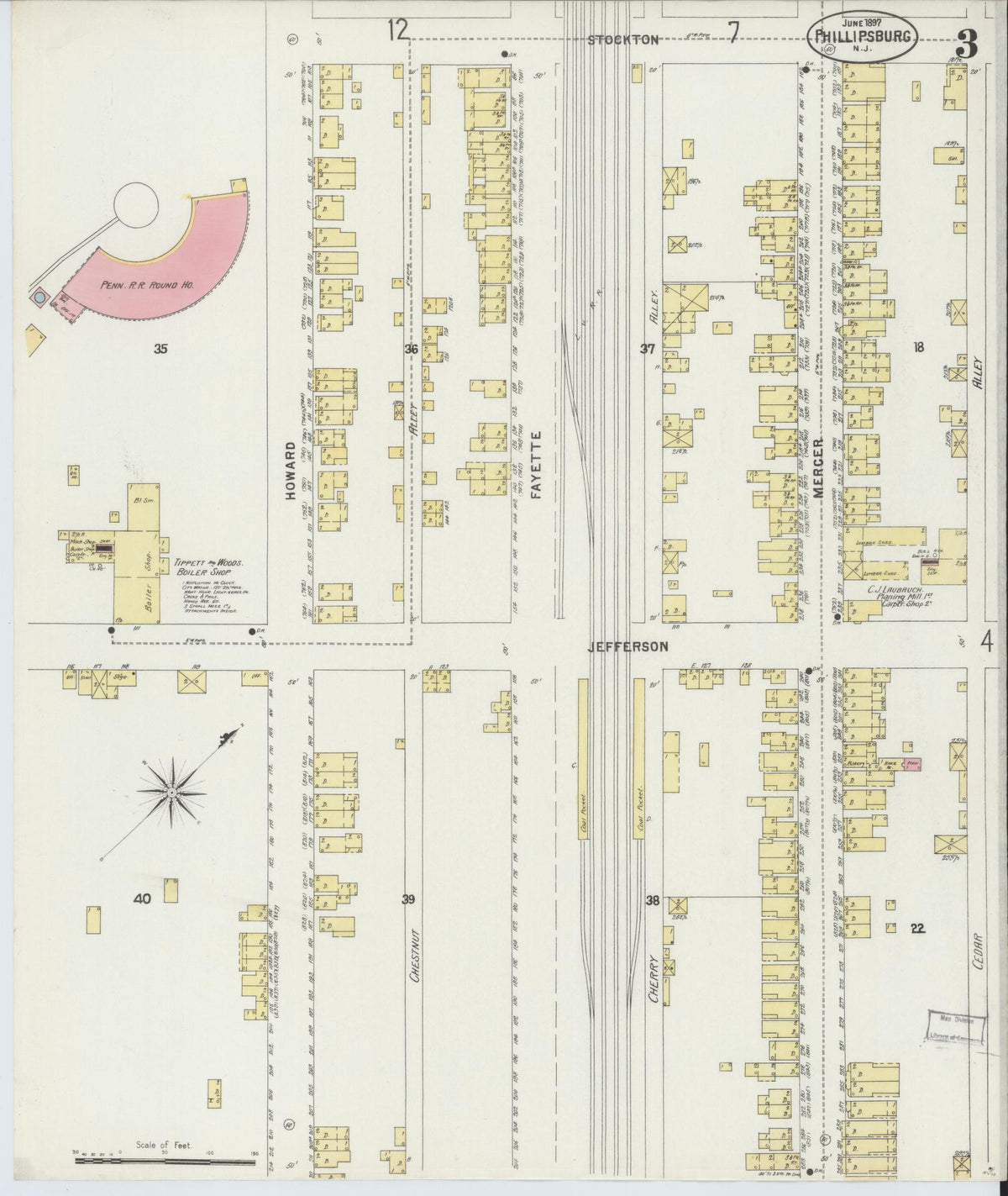 Sanborn Fire Insurance Map from Phillipsburg, Warren County, New Jersey (1897), Sheet #0003 - Complete Map Set gallery image, historic Sanborn map, vintage wall art, New Jersey New Jersey