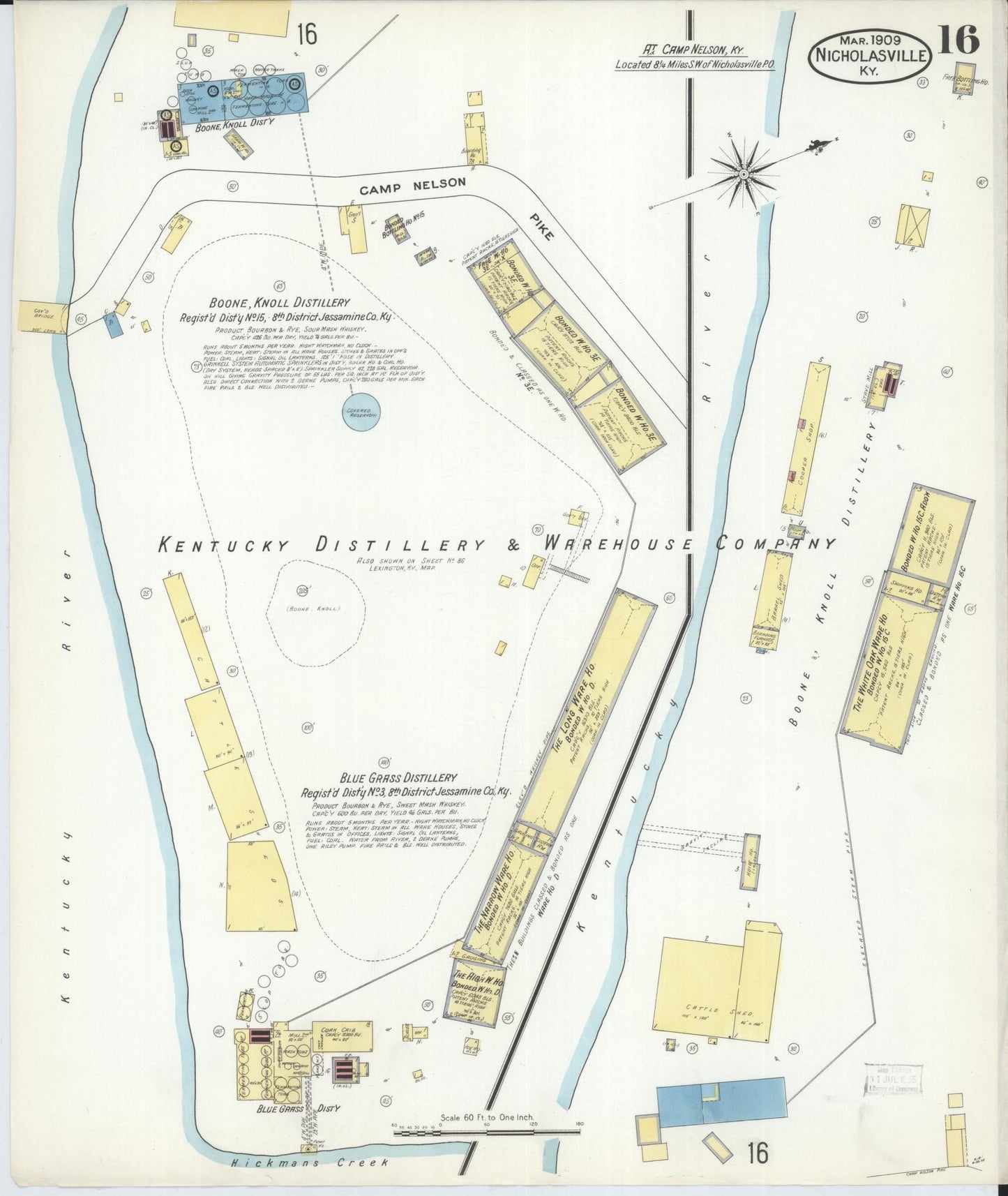 Sanborn Fire Insurance Map from Nicholasville, Jessamine County, Kentucky (1909), Sheet #0016 - Complete Map Set gallery image, historic Sanborn map, vintage wall art, Kentucky Kentucky