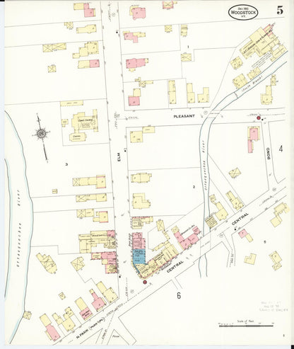 Sanborn Fire Insurance Map from Woodstock, Windsor County, Vermont (1910), Sheet #0005 - Complete Map Set gallery image, historic Sanborn map, vintage wall art, Vermont Vermont