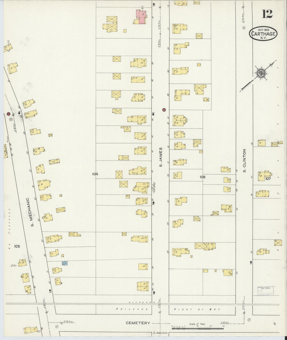 Sanborn Fire Insurance Map from Carthage, Jefferson County, New York (1915), Sheet #0012 - Complete Map Set gallery image, historic Sanborn map, vintage wall art, New York New York