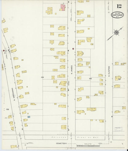 Sanborn Fire Insurance Map from Carthage, Jefferson County, New York (1915), Sheet #0012 - Complete Map Set gallery image, historic Sanborn map, vintage wall art, New York New York