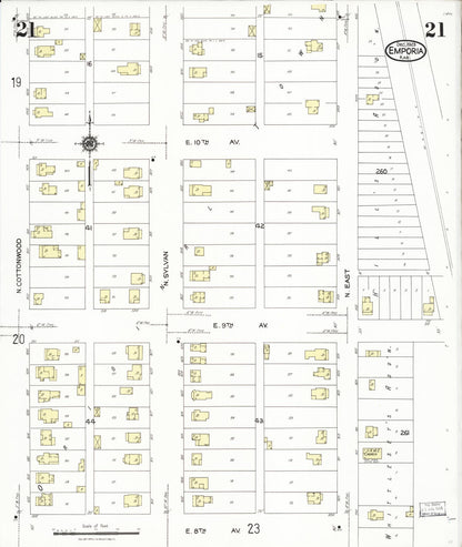 Sanborn Fire Insurance Map from Emporia, Lyon County, Kansas (1923), Sheet #0021 - Complete Map Set gallery image, historic Sanborn map, vintage wall art, Kansas Kansas