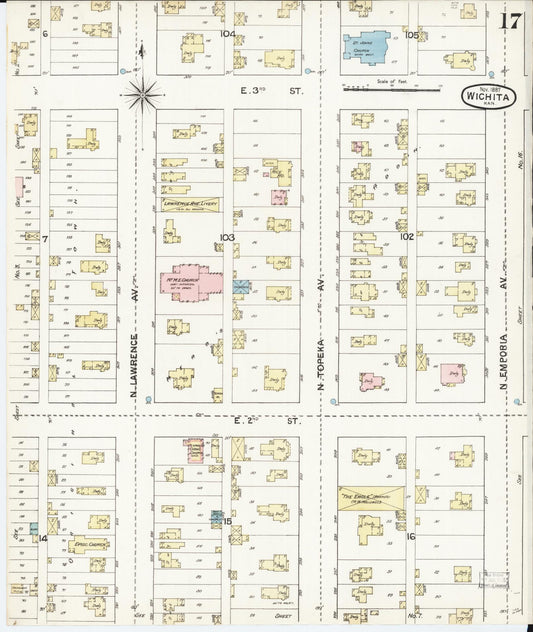 Sanborn Fire Insurance Map from Wichita, Sedgwick County, Kansas (1887), Sheet #0017 - Historic Sanborn Fire Insurance Map Print, vintage old map wall art, antique decor, genealogy gift, Kansas Kansas map