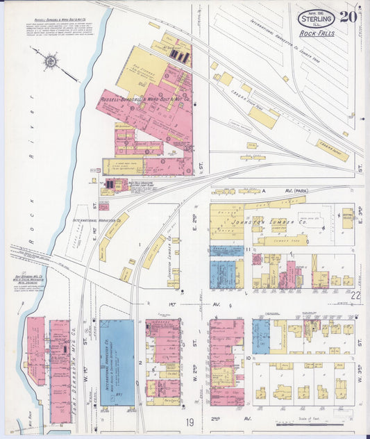 Sanborn Fire Insurance Map from Sterling, Whiteside County, Illinois (1916), Sheet #0020 - Historic Sanborn Fire Insurance Map Print, vintage old map wall art, antique decor, genealogy gift, Illinois Illinois map