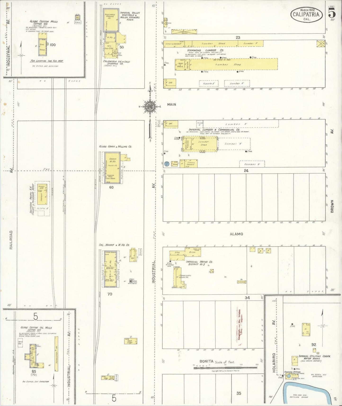 Sanborn Fire Insurance Map from Calipatria, Imperial County, California (1922), Sheet #0005 - Complete Map Set gallery image, historic Sanborn map, vintage wall art, California California