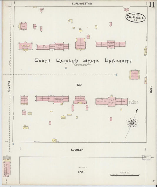 Sanborn Fire Insurance Map from Columbia, Richland County, South Carolina (1888), Sheet #0011 - Historic Sanborn Fire Insurance Map Print, vintage old map wall art, antique decor, genealogy gift, South Carolina South Carolina map