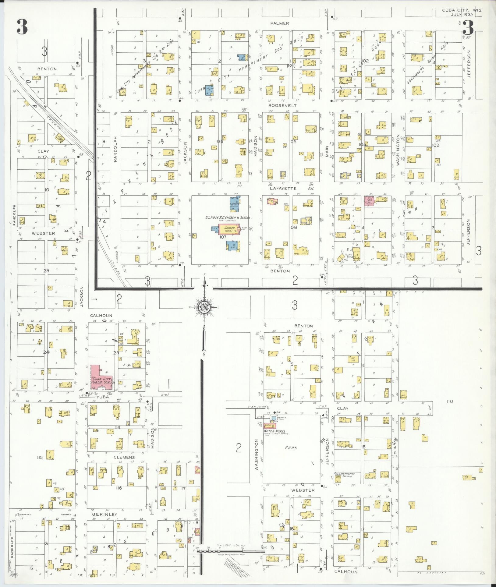 Sanborn Fire Insurance Map from Cuba City, Grant County, Wisconsin (1932), Sheet #0003 - Complete Map Set gallery image, historic Sanborn map, vintage wall art, Wisconsin Wisconsin