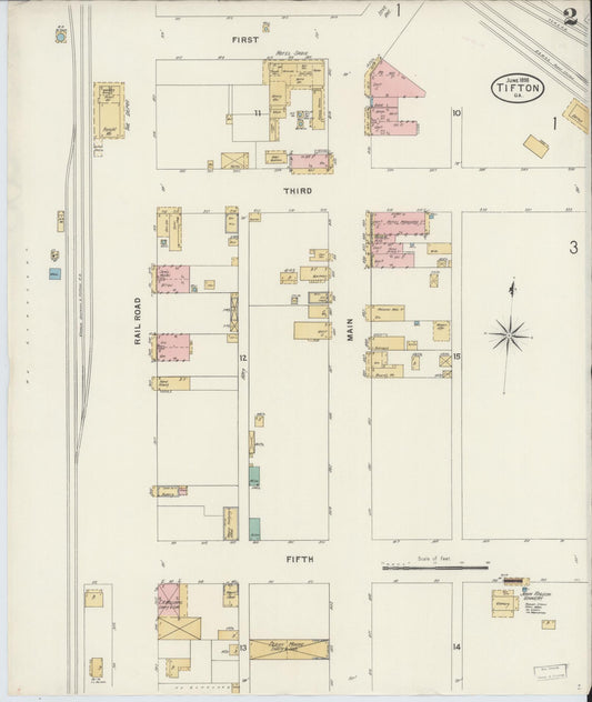 Sanborn Fire Insurance Map from Tifton, Tift County, Georgia (1898), Sheet #0002 - Historic Sanborn Fire Insurance Map Print, vintage old map wall art, antique decor, genealogy gift, Georgia Georgia map