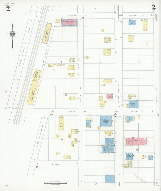 Sanborn Fire Insurance Map from Dania, Broward County, Florida (1934), Sheet #0002 - Historic Sanborn Fire Insurance Map Print, vintage old map wall art, antique decor, genealogy gift, Florida Florida map