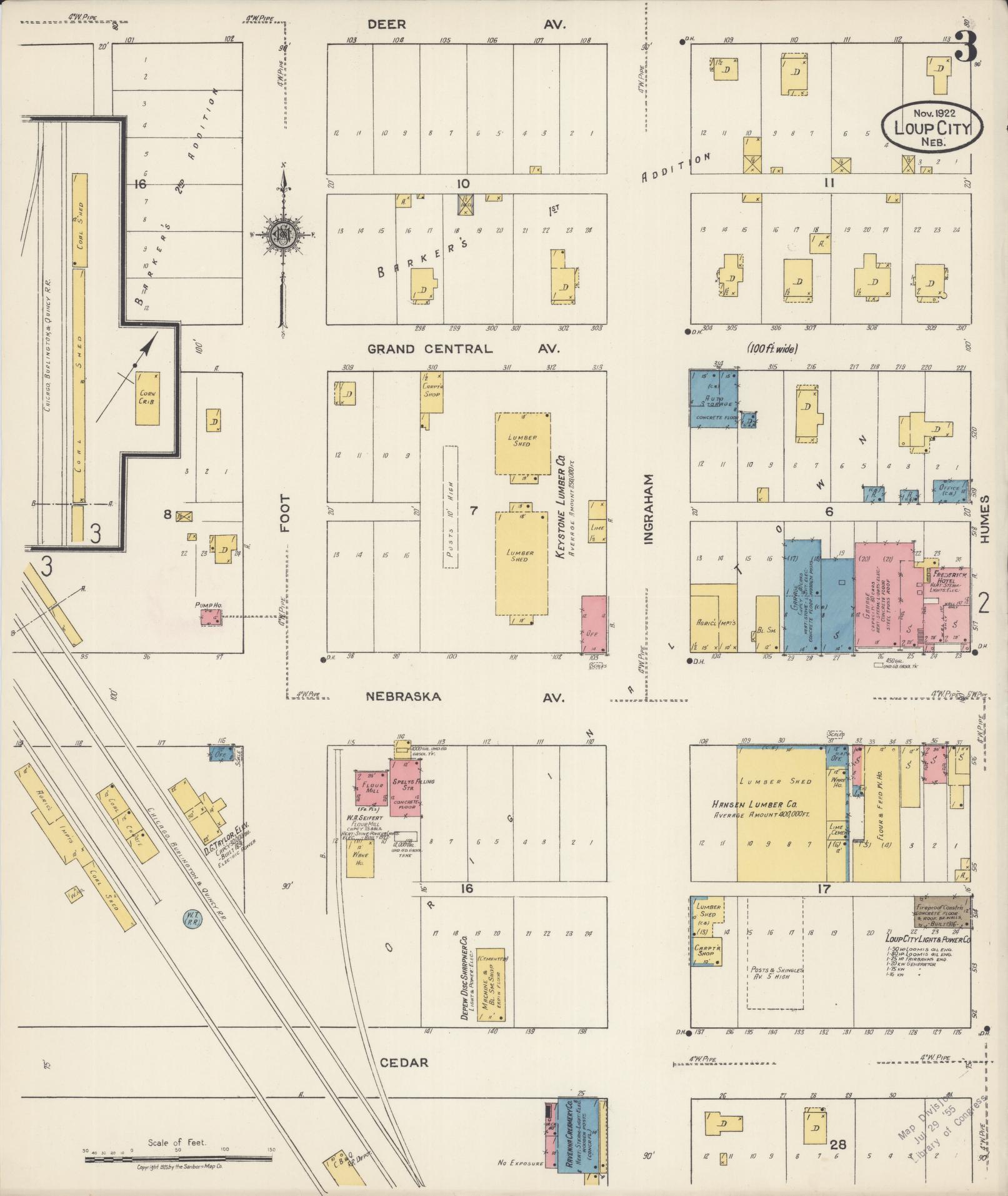 Sanborn Fire Insurance Map from Loup City, Sherman County, Nebraska (1922), Sheet #0003 - Complete Map Set gallery image, historic Sanborn map, vintage wall art, Nebraska Nebraska