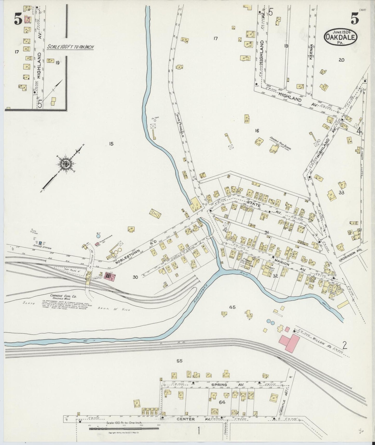 Sanborn Fire Insurance Map from Oakdale, Allegheny County, Pennsylvania (1924), Sheet #0005 - Complete Map Set gallery image, historic Sanborn map, vintage wall art, Pennsylvania Pennsylvania