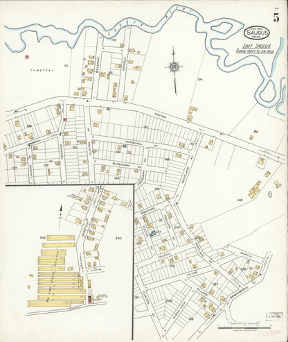 Sanborn Fire Insurance Map from Saugus, Essex County, Massachusetts (1922), Sheet #0005 - Complete Map Set gallery image, historic Sanborn map, vintage wall art, Massachusetts Massachusetts