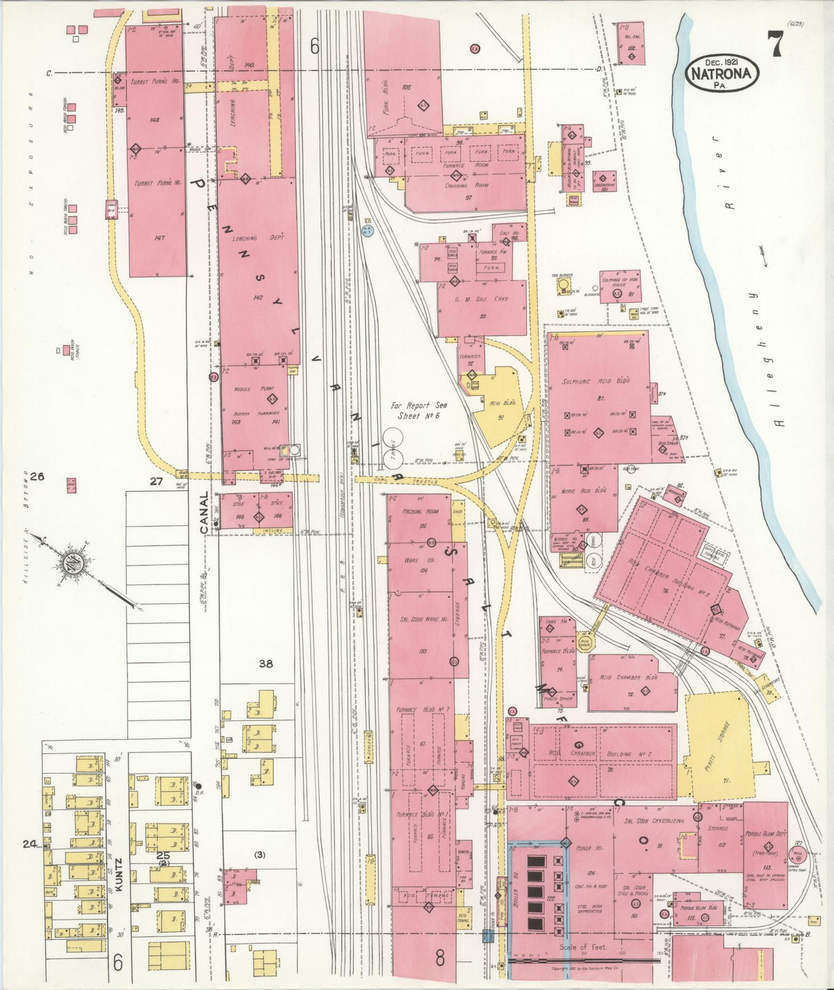 Sanborn Fire Insurance Map from Natrona, Allegheny County, Pennsylvania (1921), Sheet #0007 - Historic Sanborn Fire Insurance Map Print, vintage old map wall art, antique decor, genealogy gift, Pennsylvania Pennsylvania map