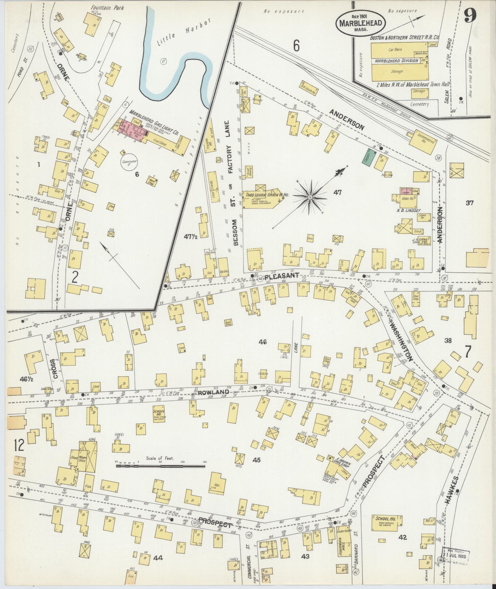 Sanborn Fire Insurance Map from Marblehead, Essex County, Massachusetts (1901), Sheet #0009 - Complete Map Set gallery image, historic Sanborn map, vintage wall art, Massachusetts Massachusetts