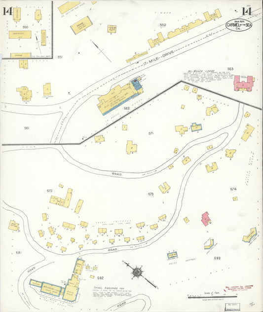 Sanborn Fire Insurance Map from Carmel By The Sea, Monterey County, California (1924), Sheet #0014 - Historic Sanborn Fire Insurance Map Print, vintage old map wall art, antique decor, genealogy gift, California California map
