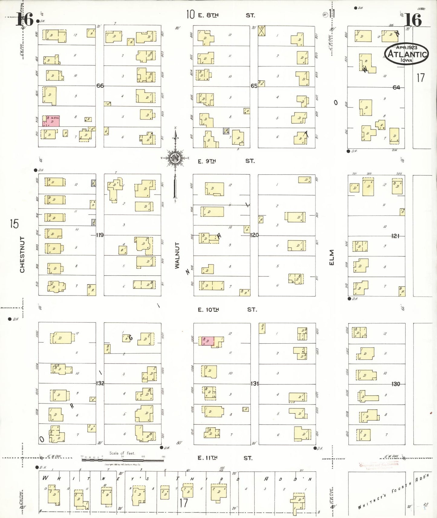 Sanborn Fire Insurance Map from Atlantic, Cass County, Iowa (1923), Sheet #0016 - Historic Sanborn Fire Insurance Map Print, vintage old map wall art