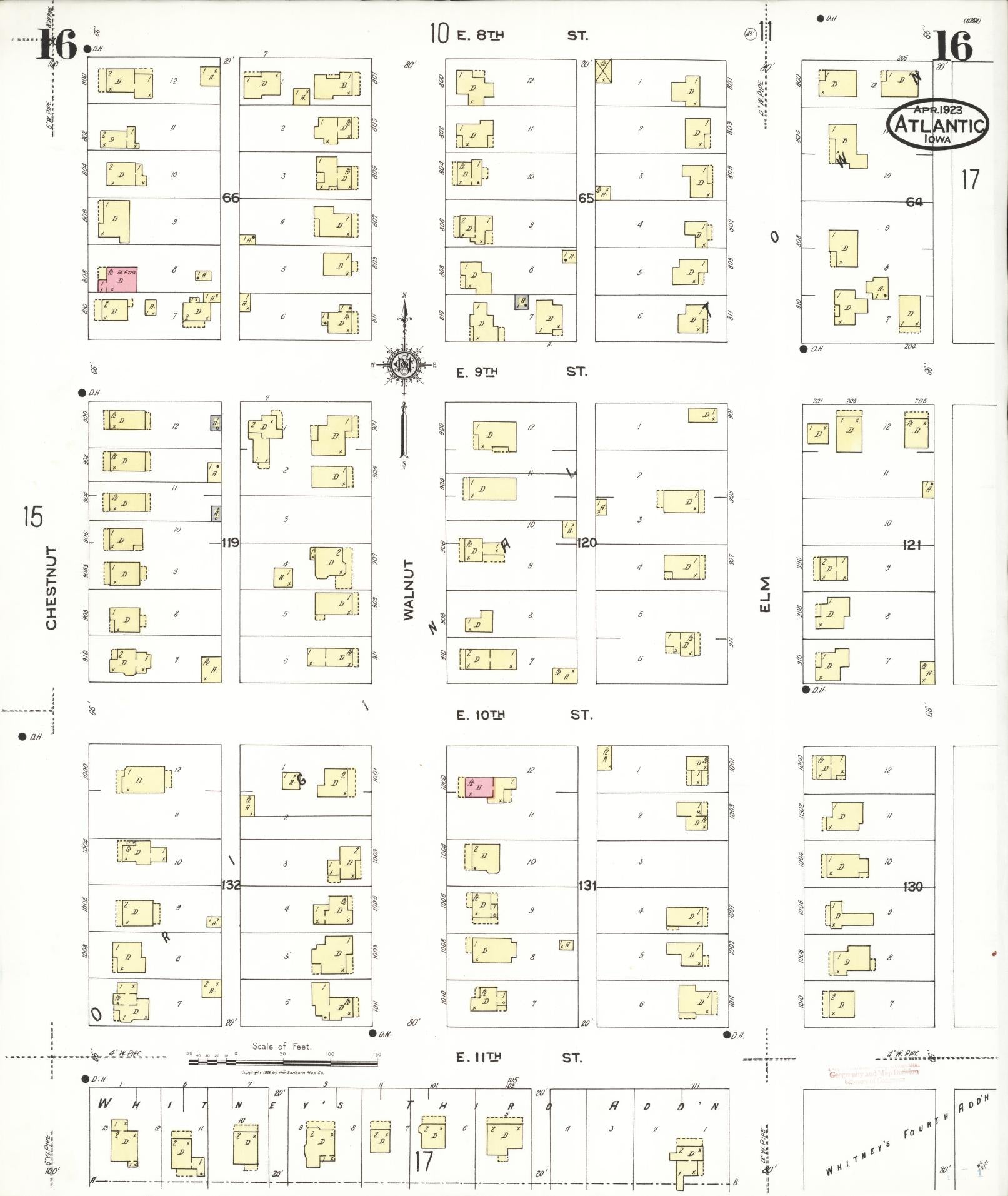 Sanborn Fire Insurance Map from Atlantic, Cass County, Iowa (1923), Sheet #0016 - Historic Sanborn Fire Insurance Map Print, vintage old map wall art