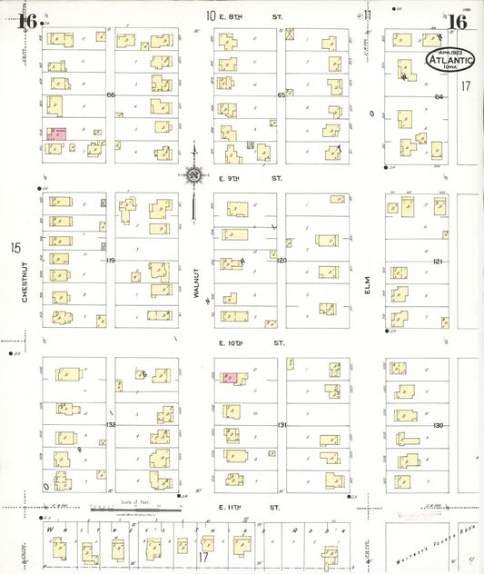 Sanborn Fire Insurance Map from Atlantic, Cass County, Iowa (1923), Sheet #0016 - Historic Sanborn Fire Insurance Map Print, vintage old map wall art