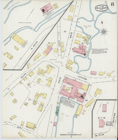 Sanborn Fire Insurance Map from Millbury, Worcester County, Massachusetts (1894), Sheet #0008 - Complete Map Set gallery image, historic Sanborn map, vintage wall art, Massachusetts Massachusetts