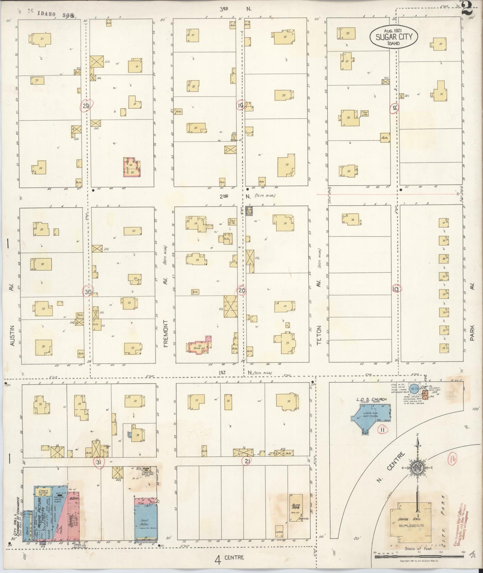 Sanborn Fire Insurance Map from Sugar City, Madison County, Idaho (1929), Sheet #0002 - Complete Map Set gallery image, historic Sanborn map, vintage wall art, Idaho Idaho
