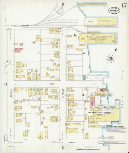 Sanborn Fire Insurance Map from New Bern, Craven County, North Carolina (1908), Sheet #0017 - Complete Map Set gallery image, historic Sanborn map, vintage wall art, North Carolina North Carolina