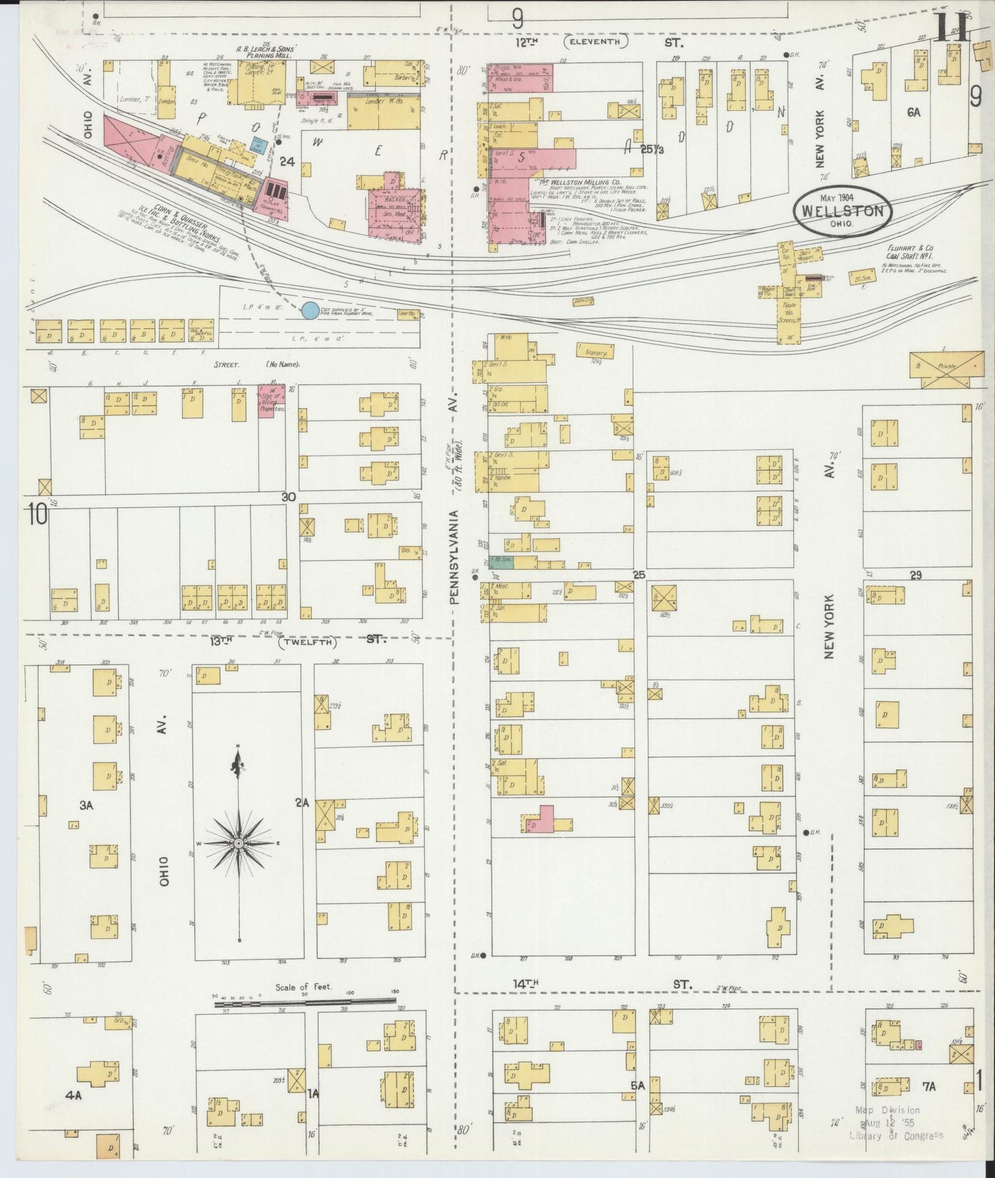 Sanborn Fire Insurance Map from Wellston, Jackson County, Ohio (1904), Sheet #0011 - Complete Map Set gallery image, historic Sanborn map, vintage wall art, Ohio Ohio