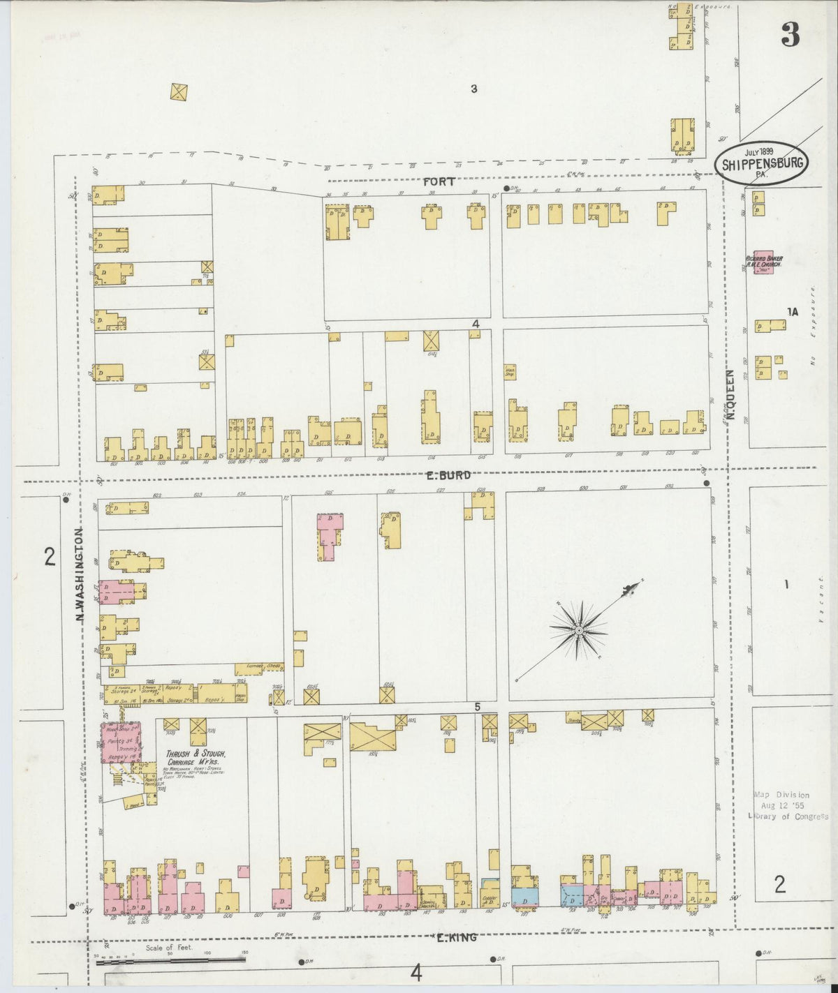 Sanborn Fire Insurance Map from Shippensburg, Cumberland And Franklin Counties, Pennsylvania (1899), Sheet #0003 - Historic Sanborn Fire Insurance Map Print, vintage old map wall art, antique decor, genealogy gift, Counties Pennsylvania map