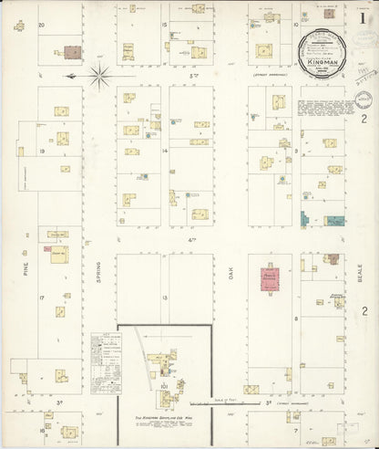 Sanborn Fire Insurance Map from Kingman, Mohave County, Arizona (1898), Sheet #0001 - Complete Map Set gallery image, historic Sanborn map, vintage wall art, Arizona Arizona