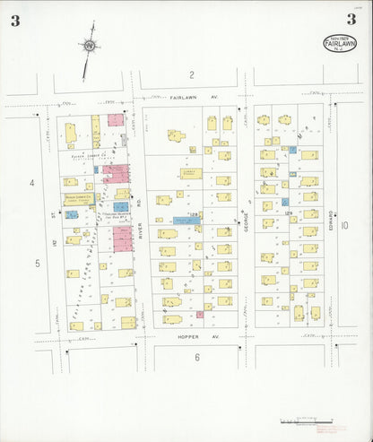 Sanborn Fire Insurance Map from Fair Lawn, Bergen County, New Jersey (1929), Sheet #0003 - Historic Sanborn Fire Insurance Map Print, vintage old map wall art, antique decor, genealogy gift, New Jersey New Jersey map