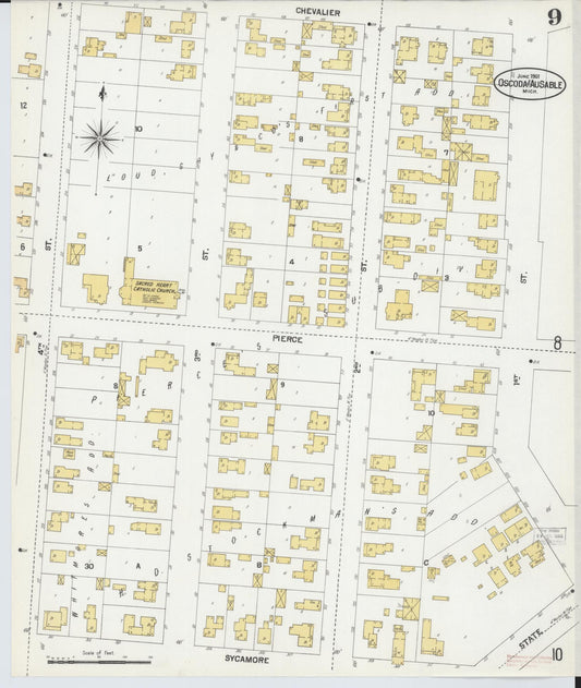 Sanborn Fire Insurance Map from Oscoda, Iosco County, Michigan (1901), Sheet #0009 - Historic Sanborn Fire Insurance Map Print, vintage old map wall art, antique decor, genealogy gift, Michigan Michigan map