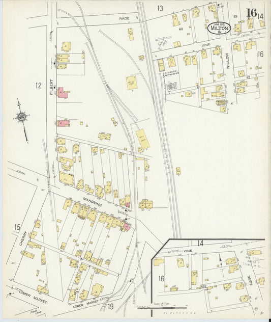 Sanborn Fire Insurance Map from Milton, Northumberland County, Pennsylvania (1913), Sheet #0016 - Historic Sanborn Fire Insurance Map Print, vintage old map wall art, antique decor, genealogy gift, Pennsylvania Pennsylvania map