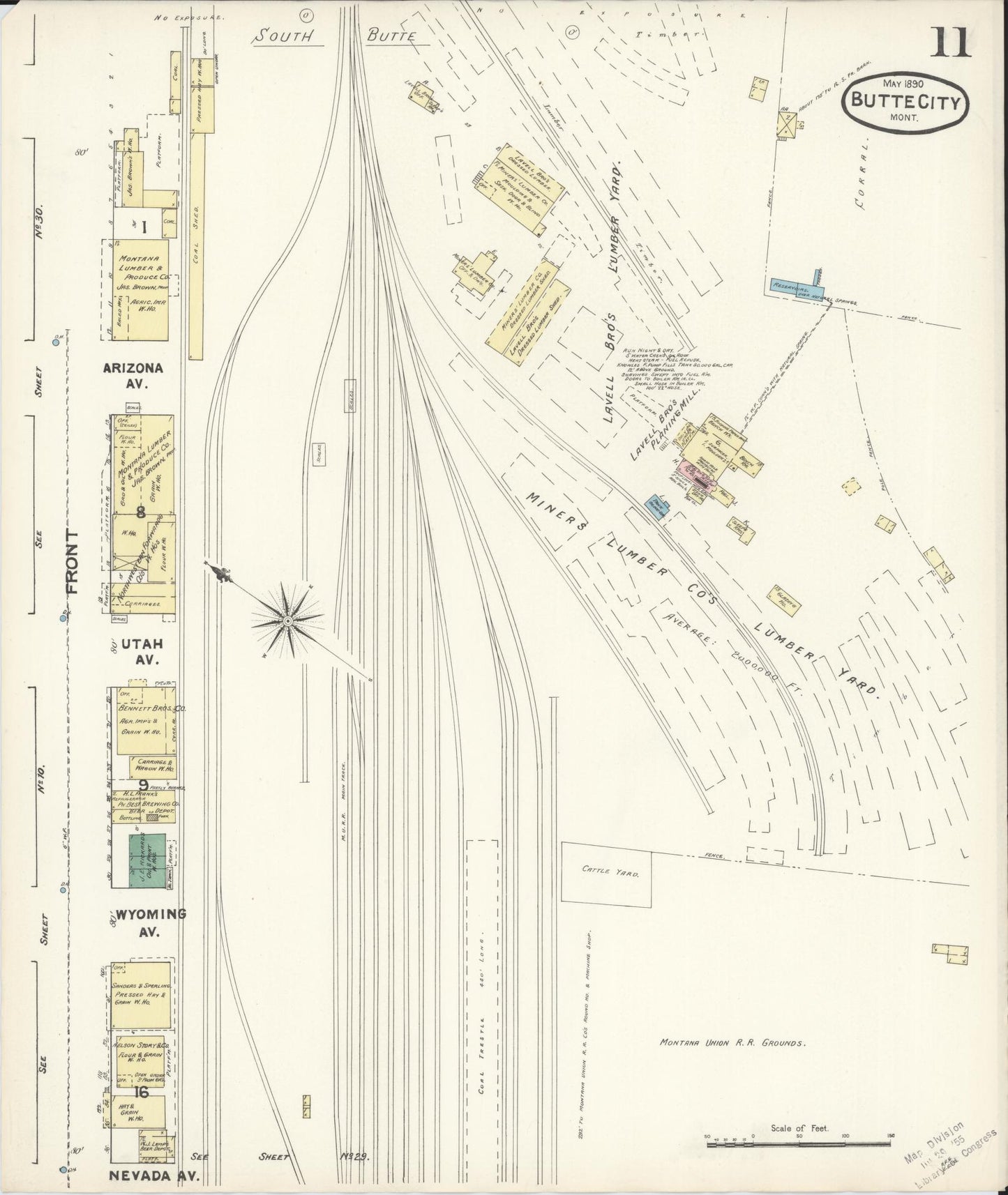 Sanborn Fire Insurance Map from Butte, Silver Bow County, Montana (1890), Sheet #0011 - Complete Map Set gallery image, historic Sanborn map, vintage wall art, Montana Montana