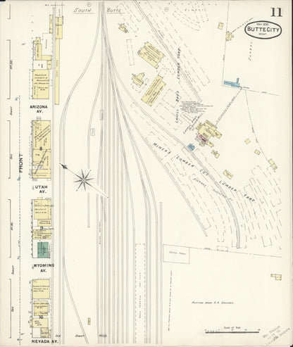 Sanborn Fire Insurance Map from Butte, Silver Bow County, Montana (1890), Sheet #0011 - Complete Map Set gallery image, historic Sanborn map, vintage wall art, Montana Montana