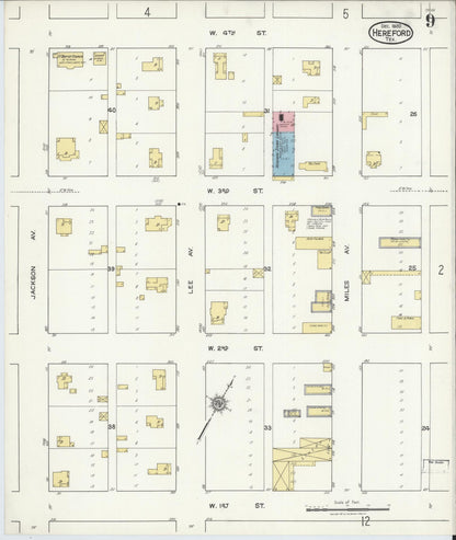Sanborn Fire Insurance Map from Hereford, Deaf Smith County, Texas (1920), Sheet #0009 - Complete Map Set gallery image, historic Sanborn map, vintage wall art, Texas Texas