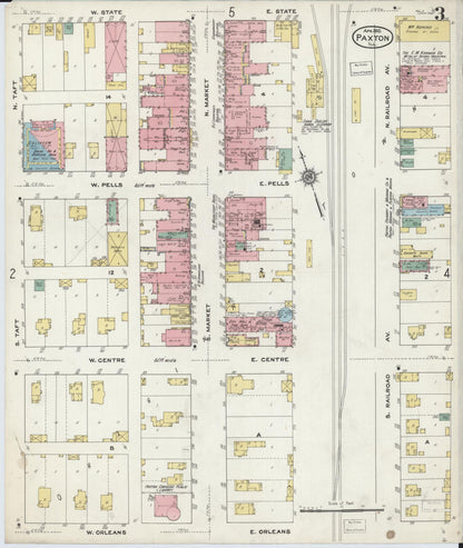 Sanborn Fire Insurance Map from Paxton, Ford County, Illinois (1910), Sheet #0003 - Complete Map Set gallery image, historic Sanborn map, vintage wall art, Illinois Illinois