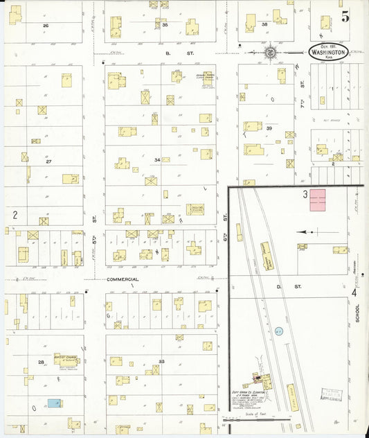 Sanborn Fire Insurance Map from Washington, Washington County, Kansas (1911), Sheet #0005 - Historic Sanborn Fire Insurance Map Print, vintage old map wall art, antique decor, genealogy gift, Sanborn Fire Insurance Map from Washington Washington map