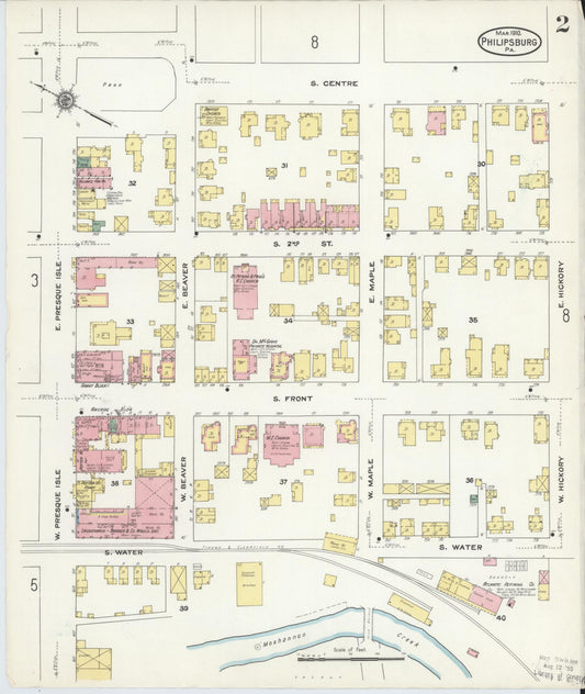 Sanborn Fire Insurance Map from Philipsburg, Centre County, Pennsylvania (1910), Sheet #0002 - Historic Sanborn Fire Insurance Map Print, vintage old map wall art, antique decor, genealogy gift, Pennsylvania Pennsylvania map