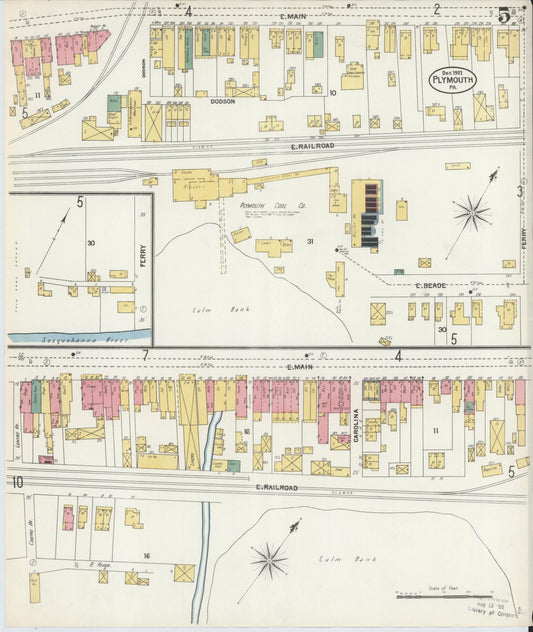 Sanborn Fire Insurance Map from Plymouth, Luzerne County, Pennsylvania (1902), Sheet #0005 - Historic Sanborn Fire Insurance Map Print, vintage old map wall art, antique decor, genealogy gift, Pennsylvania Pennsylvania map