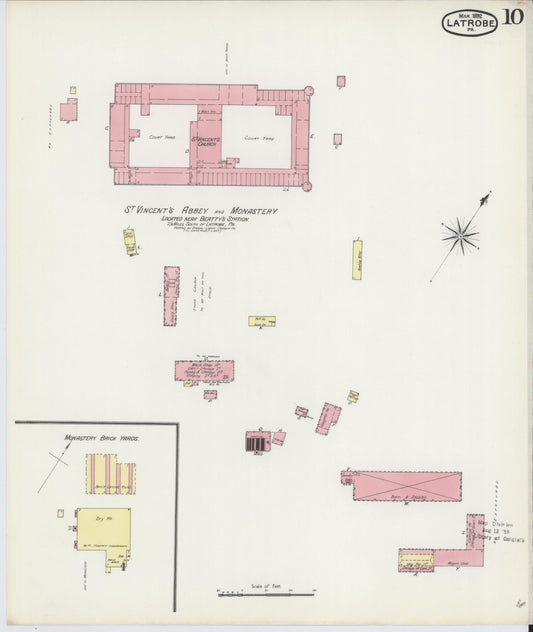 Sanborn Fire Insurance Map from Latrobe, Westmoreland County, Pennsylvania (1892), Sheet #0010 - Historic Sanborn Fire Insurance Map Print, vintage old map wall art, antique decor, genealogy gift, Pennsylvania Pennsylvania map