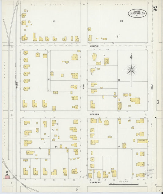 Sanborn Fire Insurance Map from Lake Charles, Calcasieu Parish, Louisiana (1903), Sheet #0002 - Historic Sanborn Fire Insurance Map Print, vintage old map wall art, antique decor, genealogy gift, Louisiana Louisiana map