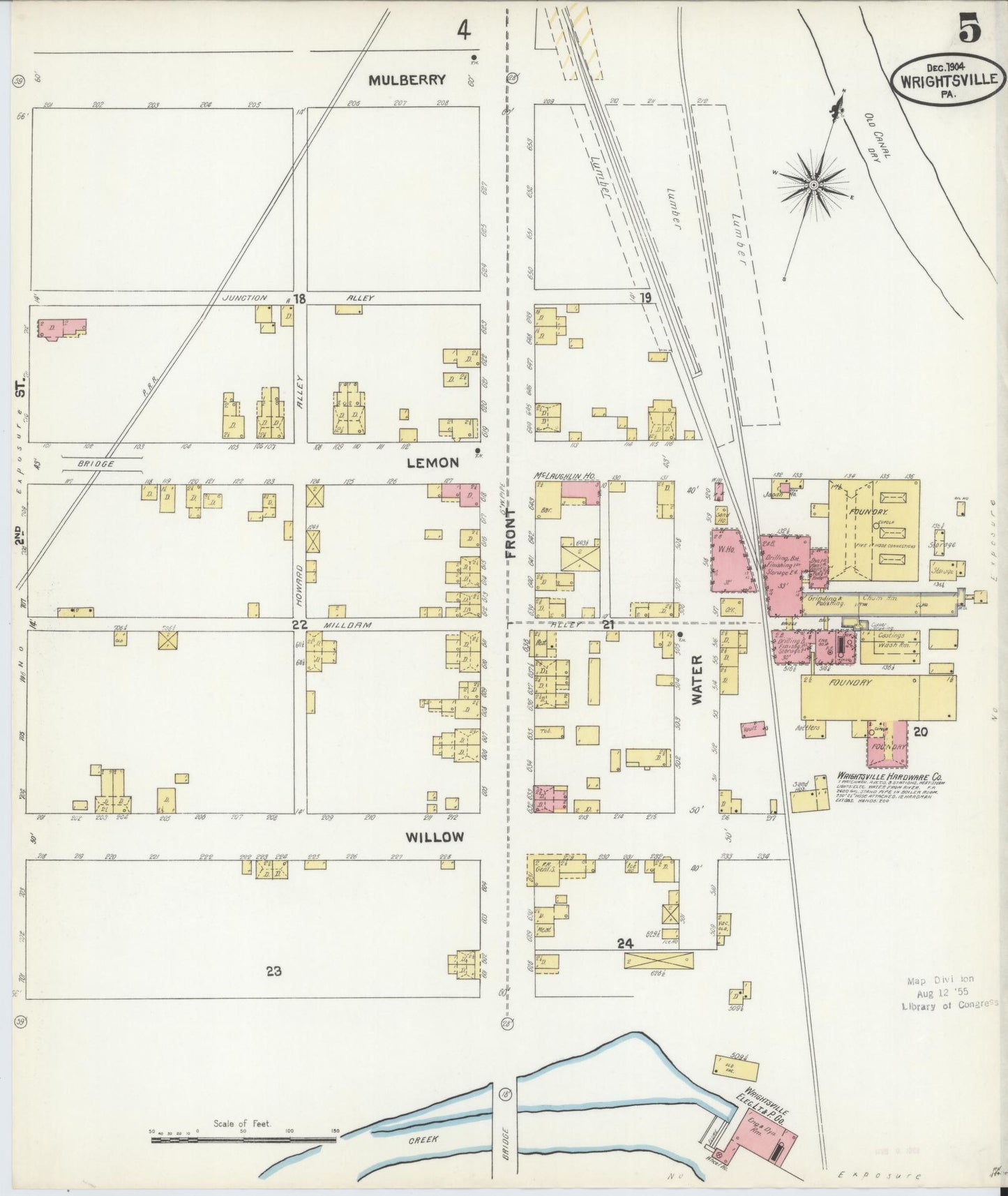 Sanborn Fire Insurance Map from Wrightsville, York County, Pennsylvania (1904), Sheet #0005 - Complete Map Set gallery image, historic Sanborn map, vintage wall art, Pennsylvania Pennsylvania