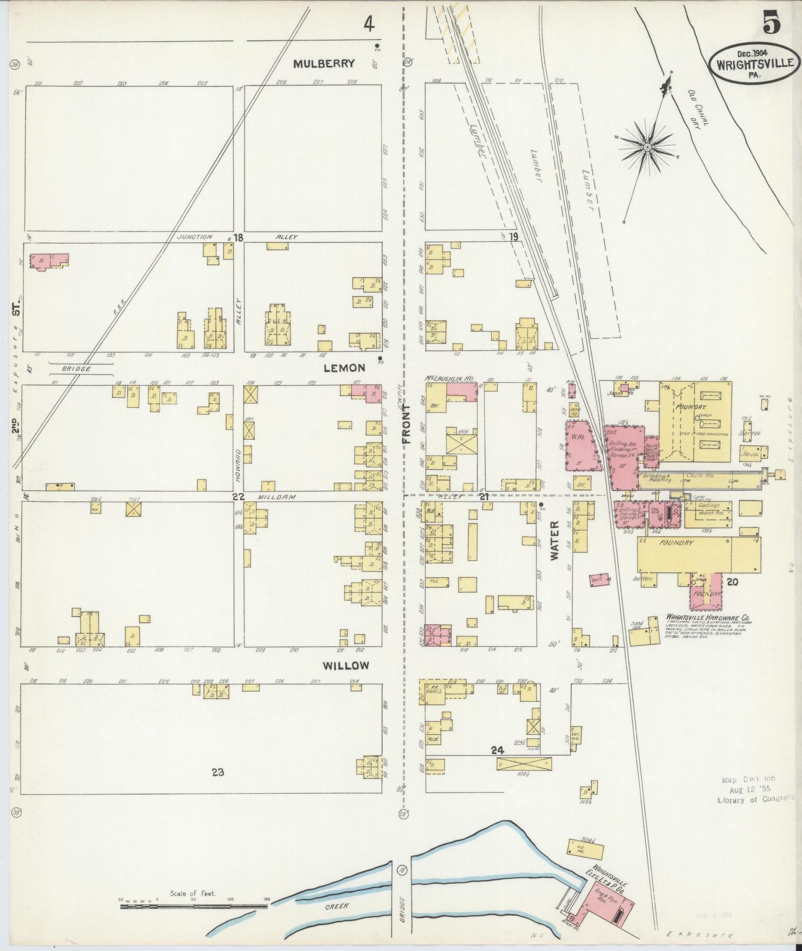 Sanborn Fire Insurance Map from Wrightsville, York County, Pennsylvania (1904), Sheet #0005 - Complete Map Set gallery image, historic Sanborn map, vintage wall art, Pennsylvania Pennsylvania