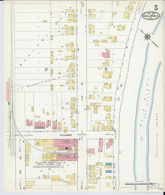 Sanborn Fire Insurance Map from Gallipolis, Gallia County, Ohio (1916), Sheet #0005 - Historic Sanborn Fire Insurance Map Print, vintage old map wall art, antique decor, genealogy gift, Ohio Ohio map