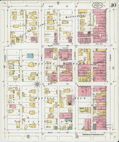 Sanborn Fire Insurance Map from Joplin, Jasper County, Missouri (1900), Sheet #0010 - Historic Sanborn Fire Insurance Map Print, vintage old map wall art, antique decor, genealogy gift, Missouri Missouri map