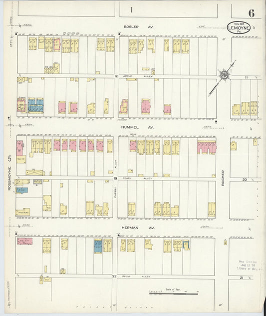 Sanborn Fire Insurance Map from Lemoyne, Cumberland County, Pennsylvania (1913), Sheet #0006 - Historic Sanborn Fire Insurance Map Print, vintage old map wall art, antique decor, genealogy gift, Pennsylvania Pennsylvania map