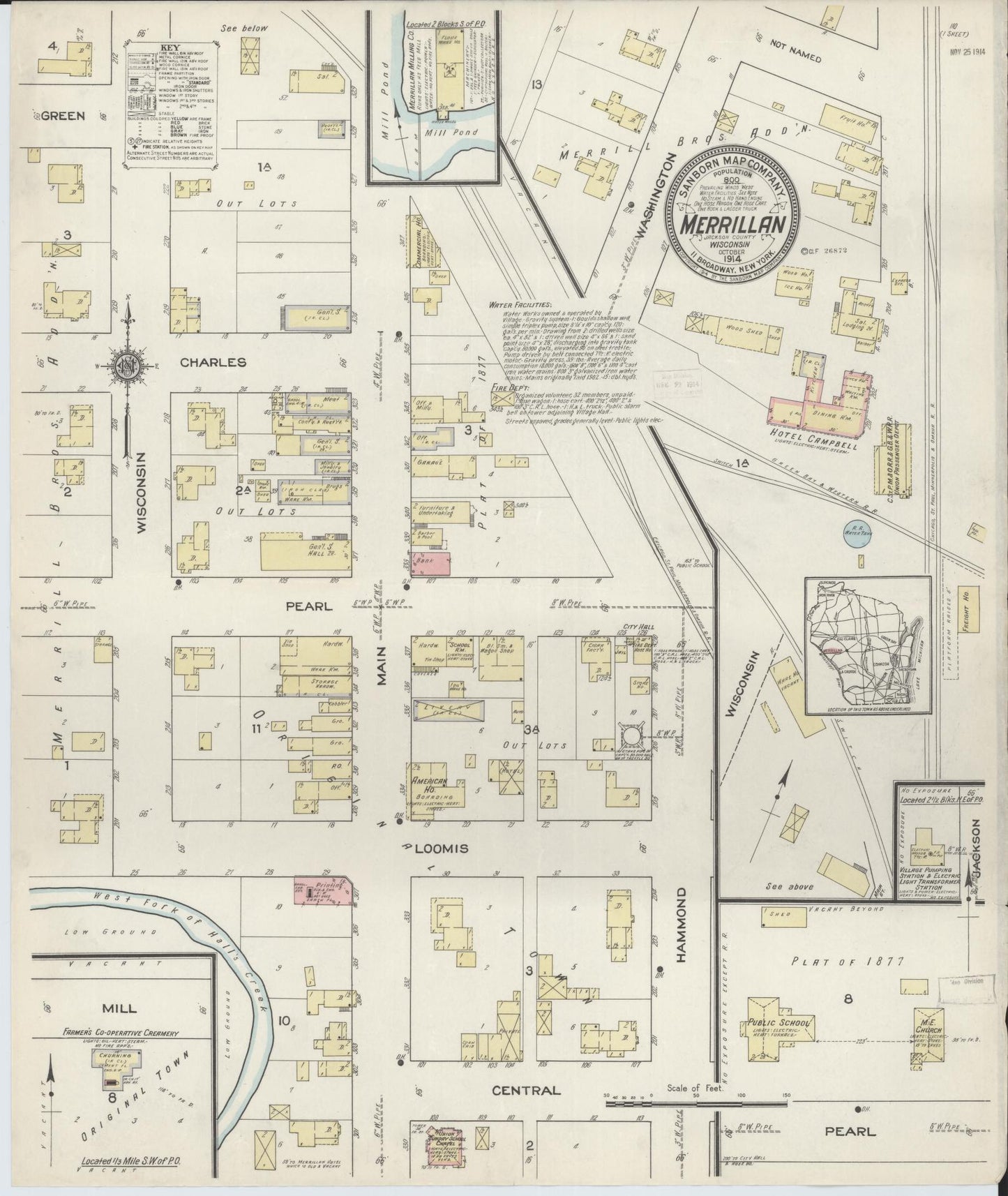 Merrillan, Jackson County, Wisconsin (1914) – Sanborn Fire Insurance Map – Map View