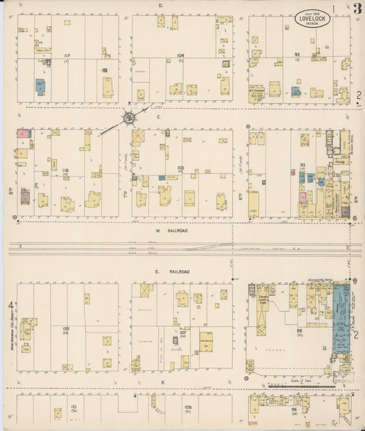 Sanborn Fire Insurance Map from Lovelock, Pershing County, Nevada (1914), Sheet #0003 - Historic Sanborn Fire Insurance Map Print, vintage old map wall art, antique decor, genealogy gift, Nevada Nevada map