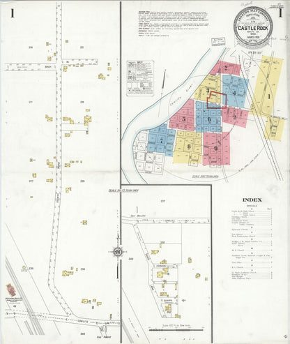 Sanborn Fire Insurance Map from Castle Rock, Cowlitz County, Washington (1928), Sheet #0001 - Complete Map Set gallery image, historic Sanborn map, vintage wall art, Washington Washington